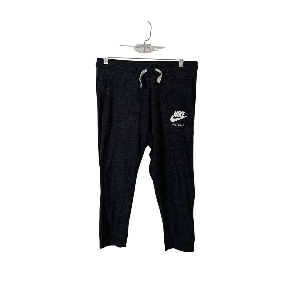 Nike Capri Jogger Pants Womens L Charcoal Gray Just Do It Cropped Sweatpants
